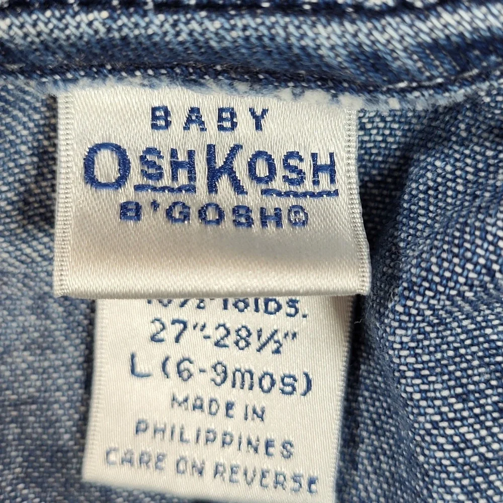 OshKosh B'gosh Denim Dress Baby Girl 6-9M Floral Embroidered Blue